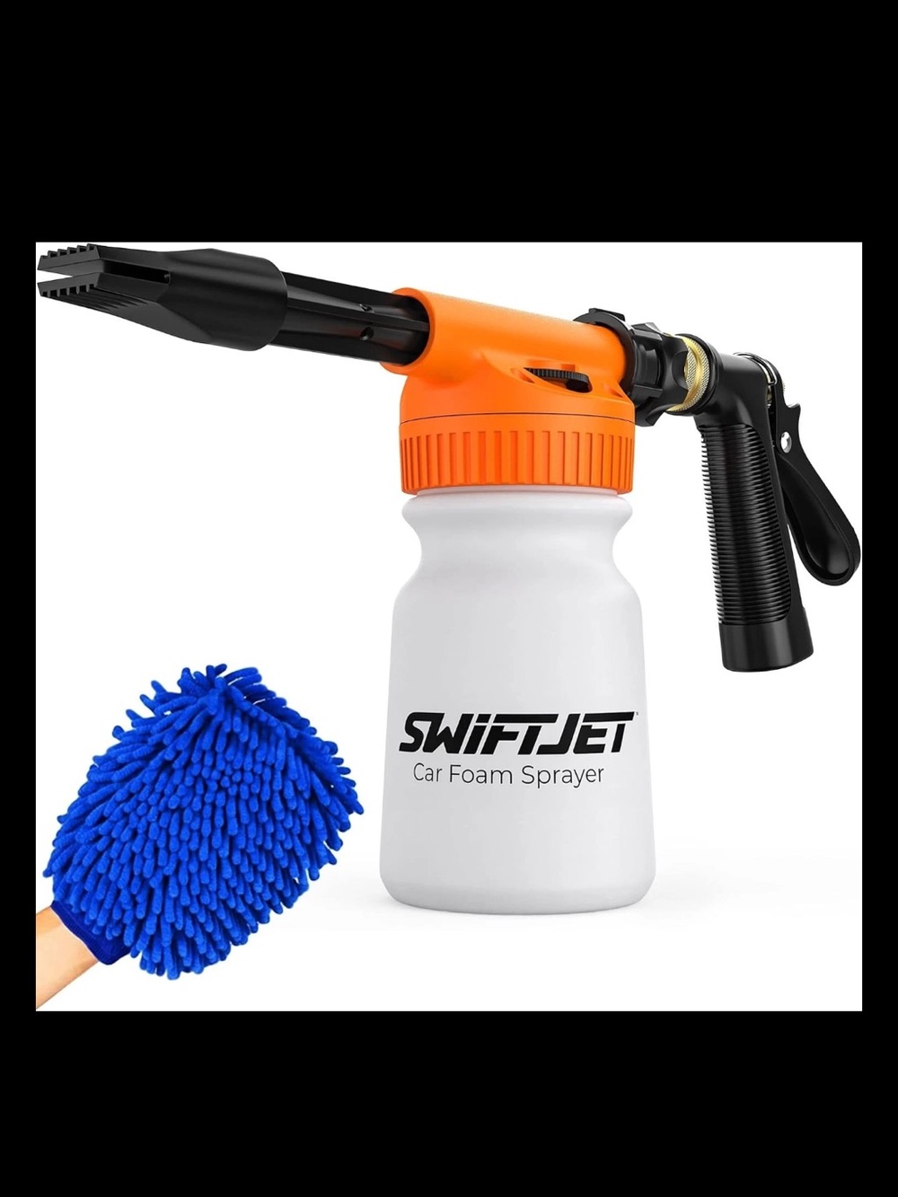 SwiftJet Car Wash Foam Gun + Microfiber Wash Mitt - Foam Cannon Works NEW